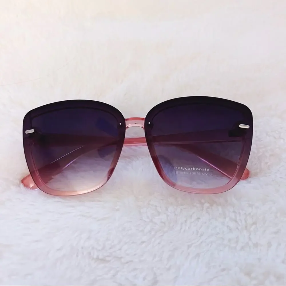 Giselle Black & Pink Oversized Cat Eye Sunglasses